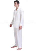 Men's Satin Pajamas – Luxury Striped Silk-Feel Pajama Set for Men, Elegant Sleepwear & Loungewear, 7 Colors, S–4XL – Calico - Nalani - Fashion Clothing and Decor