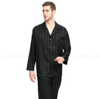 Men's Satin Pajamas – Luxury Striped Silk-Feel Pajama Set for Men, Elegant Sleepwear & Loungewear, 7 Colors, S–4XL – Calico - Nalani - Fashion Clothing and Decor