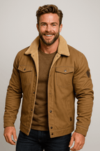 Mens Shearling Collar Jacket Lined Warm Winter Outerwear - Nalani - Fashion Clothing and Decor