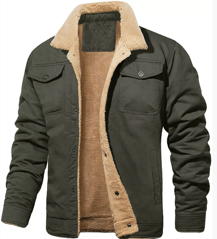 Mens Shearling Collar Jacket Lined Warm Winter Outerwear - Nalani - Fashion Clothing and Decor