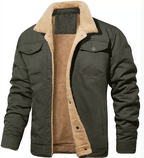 Mens Shearling Collar Jacket Lined Warm Winter Outerwear - Nalani - Fashion Clothing and Decor