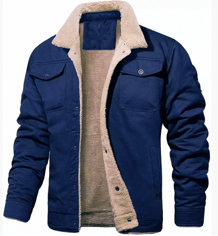 Mens Shearling Collar Jacket Lined Warm Winter Outerwear - Nalani - Fashion Clothing and Decor