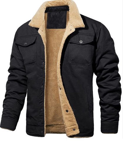 Mens Shearling Collar Jacket Lined Warm Winter Outerwear - Nalani - Fashion Clothing and Decor