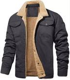 Mens Shearling Collar Jacket Lined Warm Winter Outerwear - Nalani - Fashion Clothing and Decor