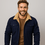 Mens Shearling Collar Jacket Lined Warm Winter Outerwear - Nalani - Fashion Clothing and Decor