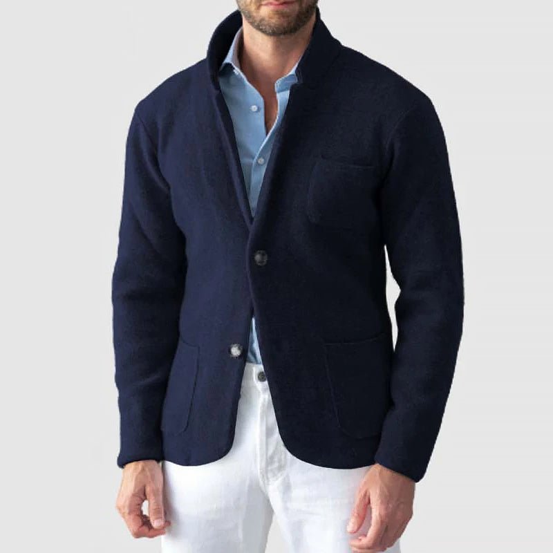 Mens Soft Knit Blazer Jacket With Two Button Front Patch Pockets - Nalani - Fashion Clothing and Decor