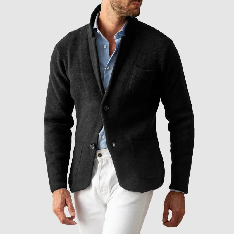 Mens Soft Knit Blazer Jacket With Two Button Front Patch Pockets - Nalani - Fashion Clothing and Decor