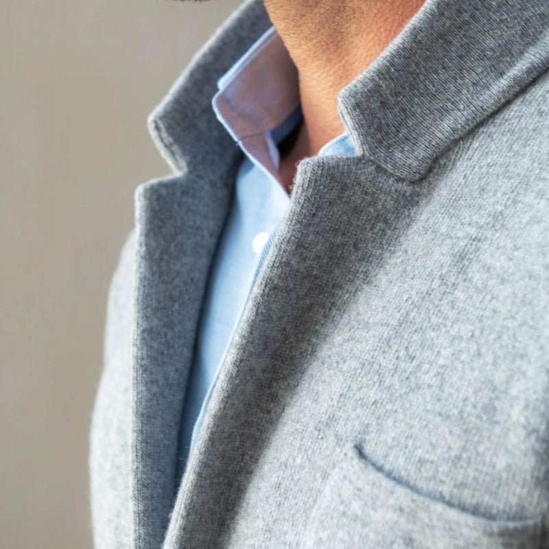Mens Soft Knit Blazer Jacket With Two Button Front Patch Pockets - Nalani - Fashion Clothing and Decor