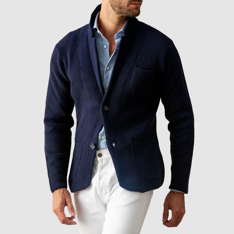Mens Soft Knit Blazer Jacket With Two Button Front Patch Pockets - Nalani - Fashion Clothing and Decor