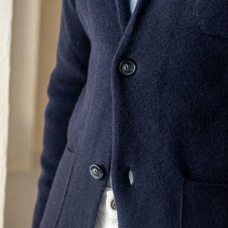 Mens Soft Knit Blazer Jacket With Two Button Front Patch Pockets - Nalani - Fashion Clothing and Decor