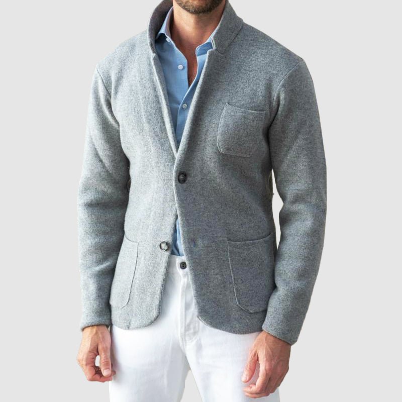 Mens Soft Knit Blazer Jacket With Two Button Front Patch Pockets - Nalani - Fashion Clothing and Decor