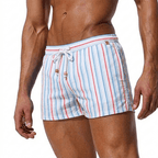 Men's Striped Swim Shorts - Drawstring Waist and Quick - Dry Fabric - Nalani - Fashion Clothing and Decor