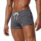 Men's Striped Swim Shorts - Drawstring Waist and Quick - Dry Fabric - Nalani - Fashion Clothing and Decor