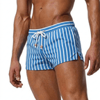 Men's Striped Swim Shorts - Drawstring Waist and Quick - Dry Fabric - Nalani - Fashion Clothing and Decor