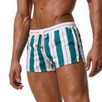 Men's Striped Swim Shorts - Drawstring Waist and Quick - Dry Fabric - Nalani - Fashion Clothing and Decor