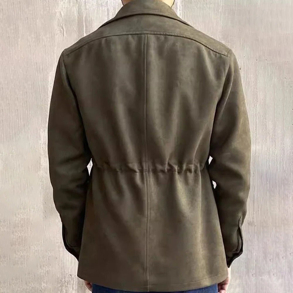 Men's Suede Look Field Jacket With Notch Collar And Four Pockets - Nalani - Fashion Clothing and Decor