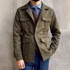 Men's Suede Look Field Jacket With Notch Collar And Four Pockets - Nalani - Fashion Clothing and Decor