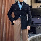 Men's Suede Look Field Jacket With Notch Collar And Four Pockets - Nalani - Fashion Clothing and Decor