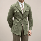 Mens Suede Safari Jacket Slim Fit With Four Pocket - Nalani - Fashion Clothing and Decor