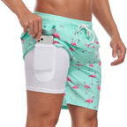 Men's Swim Shorts - Multi-Print Selection and Integrated Compression Liner - Nalani - Fashion Clothing and Decor