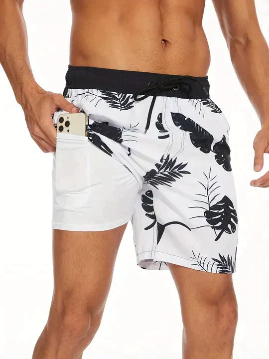 Men's Swim Shorts - Multi-Print Selection and Integrated Compression Liner - Nalani - Fashion Clothing and Decor