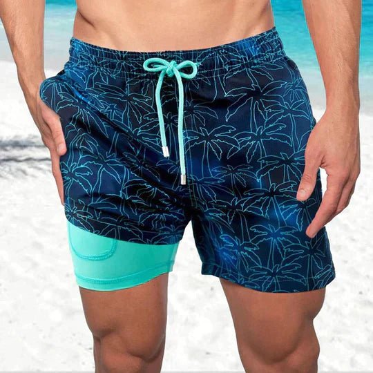 Men's Swim Shorts - Multi-Print Selection and Integrated Compression Liner - Nalani - Fashion Clothing and Decor