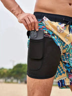 Men's Swim Shorts - Multi-Print Selection and Integrated Compression Liner - Nalani - Fashion Clothing and Decor
