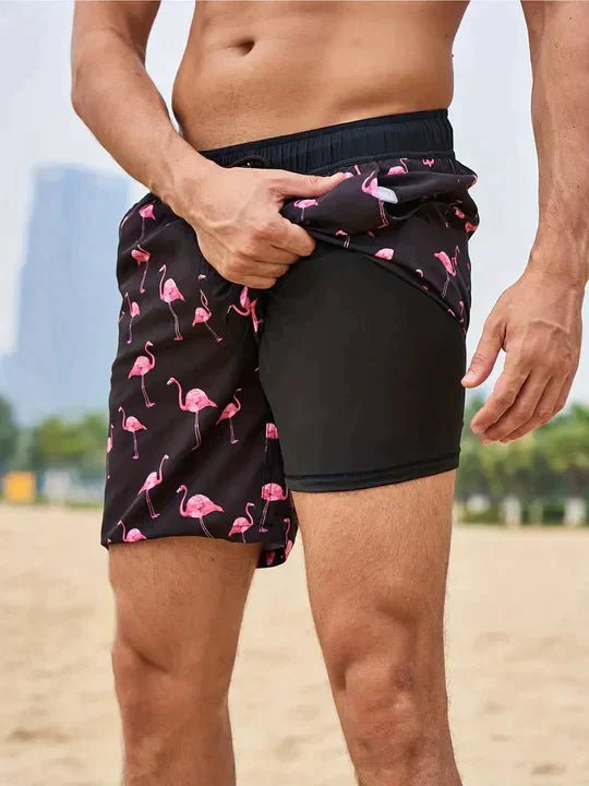 Men's Swim Shorts - Multi-Print Selection and Integrated Compression Liner - Nalani - Fashion Clothing and Decor