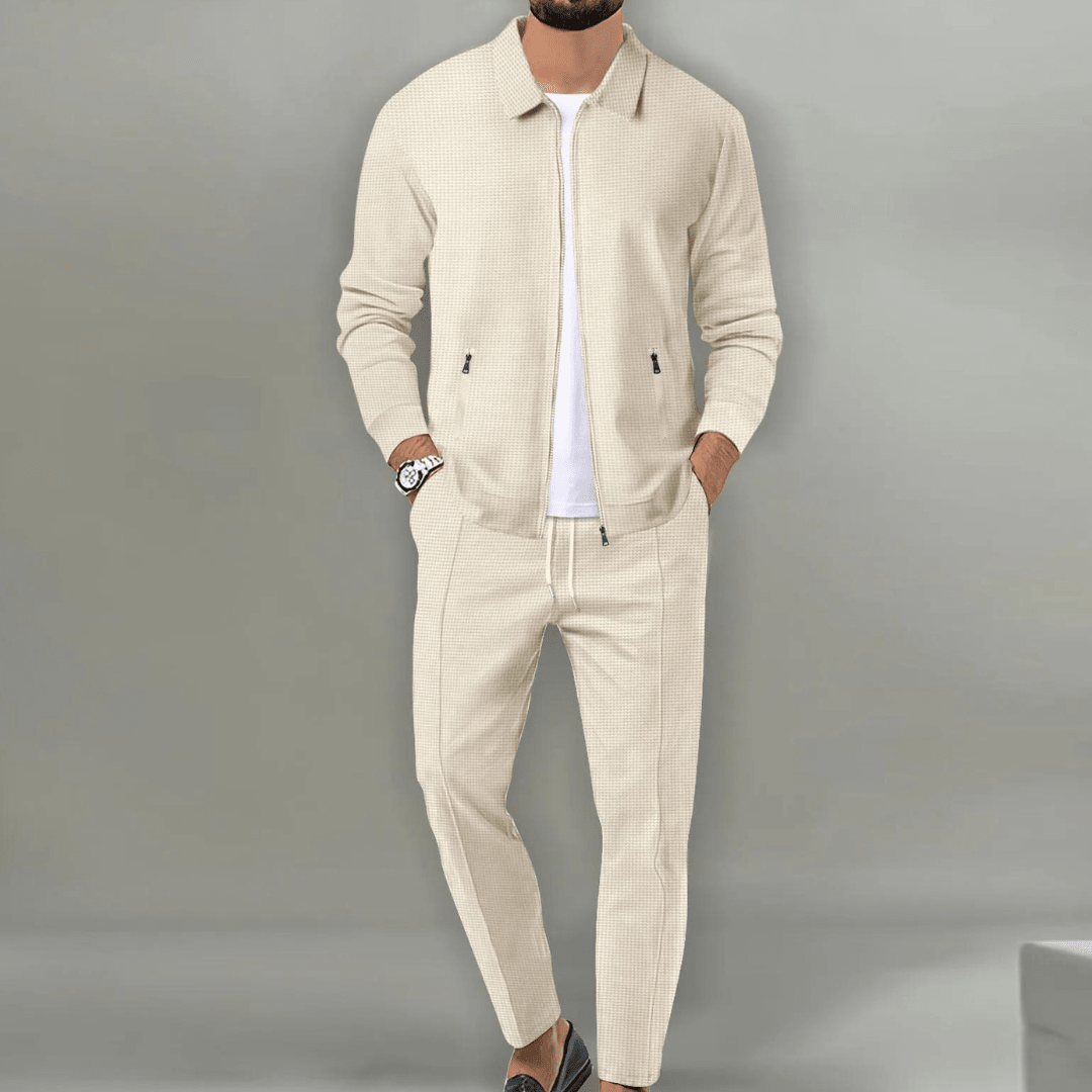 Men's Tracksuit Set - 2-Piece Zip Jacket and Slim Trousers - Nalani - Fashion Clothing and Decor