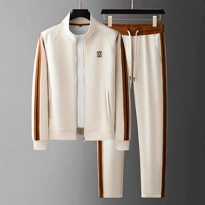 Men's Two Piece Zip Jacket Tracksuit Set With Side Stripe Joggers - Nalani - UK Fashion Clothing and Decor