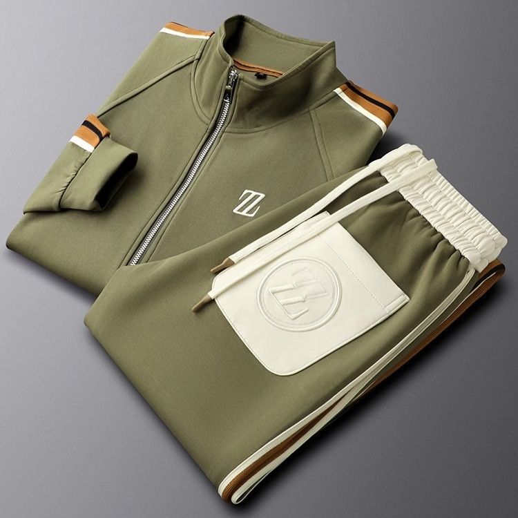 Men's Two Piece Zip Jacket Tracksuit Set With Side Stripe Joggers - Nalani - UK Fashion Clothing and Decor