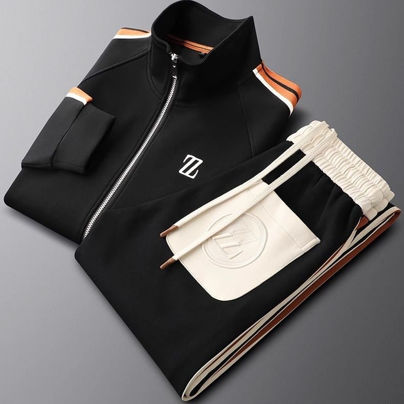 Men's Two Piece Zip Jacket Tracksuit Set With Side Stripe Joggers - Nalani - UK Fashion Clothing and Decor