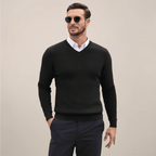 Mens V Neck Sweater For Autumn And Winter Layering Classic Knit - Nalani - UK Fashion Clothing and Decor