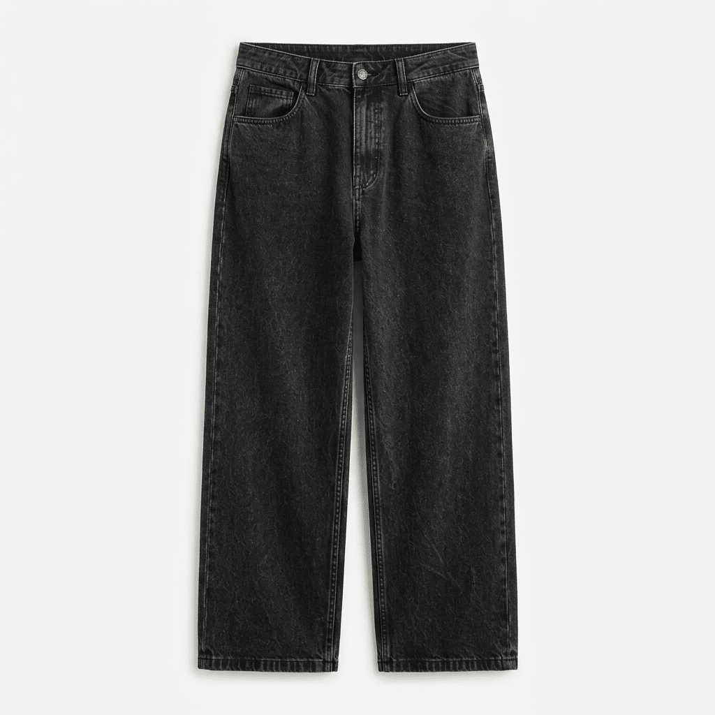 Men's Wide Leg Jeans – Loose Fit Baggy Jeans with Straight Leg, Five Pocket, Black or Blue, S–3XL – Hommes - Nalani - Fashion Clothing and Decor