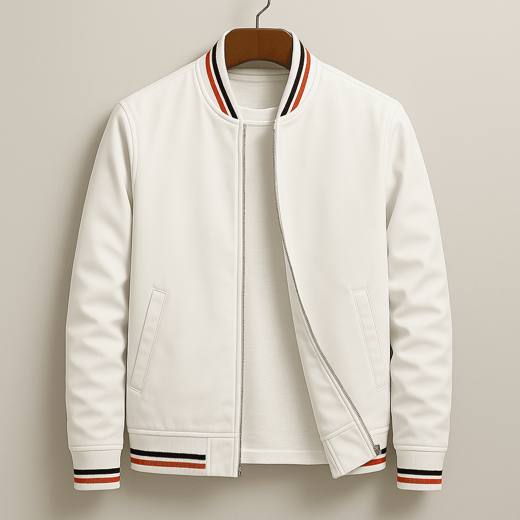 Mens Zip Front Bomber Jacket With Ribbed Collar Front Pockets - Nalani - UK Fashion Clothing and Decor