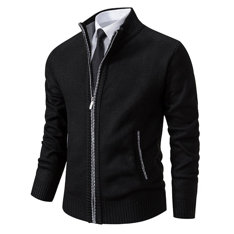 Mens Zip Up Hooded Knit Jacket With Funnel Neck For Layering - Nalani - Fashion Clothing and Decor