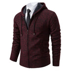 Mens Zip Up Hooded Knit Jacket With Funnel Neck For Layering - Nalani - Fashion Clothing and Decor