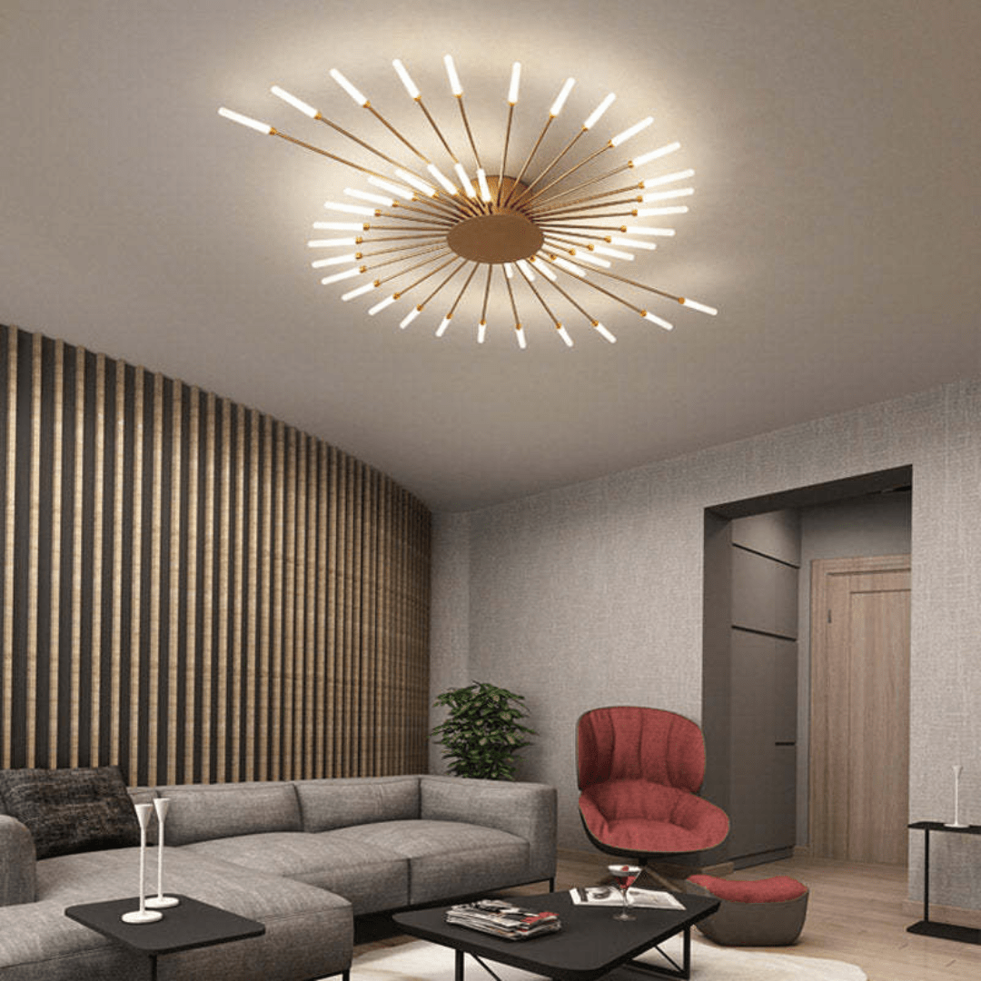 Modern Large LED Ceiling Lamp – Dimmable Flush Mount Ceiling Light with 12 to 42 Light Elements, Gold or Black – LumenMax - Nalani - Fashion Clothing and Decor
