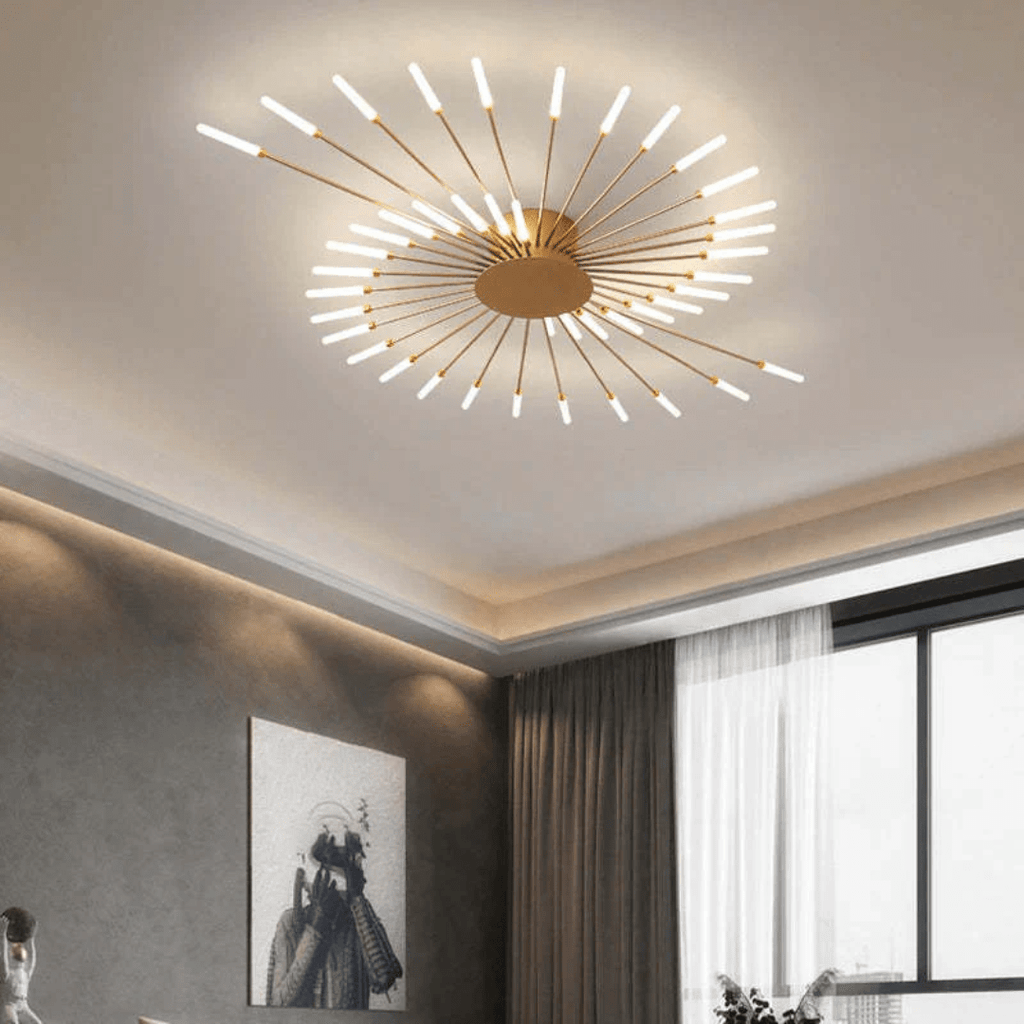 Modern Large LED Ceiling Lamp – Dimmable Flush Mount Ceiling Light with 12 to 42 Light Elements, Gold or Black – LumenMax - Nalani - Fashion Clothing and Decor