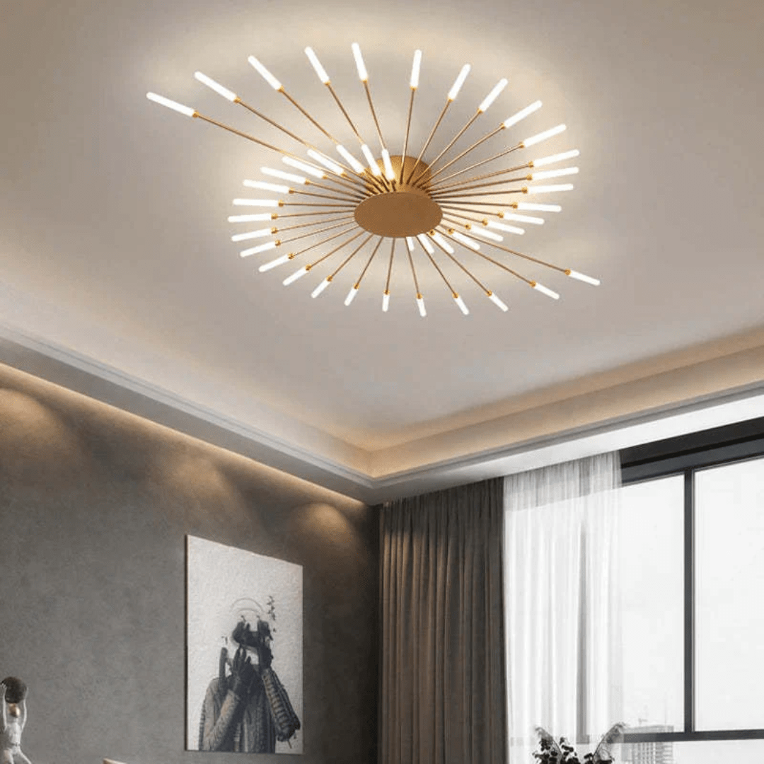 Modern Large LED Ceiling Lamp – Dimmable Flush Mount Ceiling Light with 12 to 42 Light Elements, Gold or Black – LumenMax - Nalani - Fashion Clothing and Decor