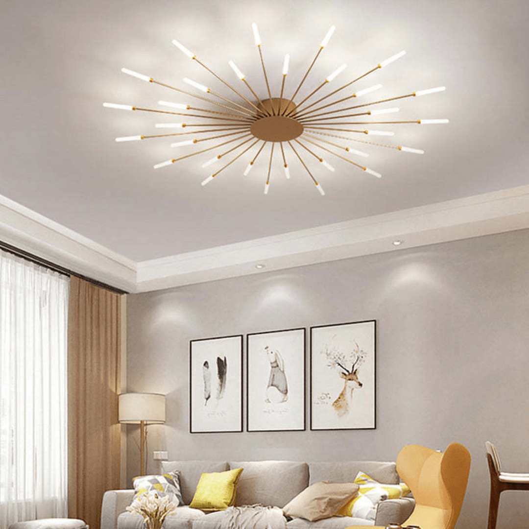 Modern Large LED Ceiling Lamp – Dimmable Flush Mount Ceiling Light with 12 to 42 Light Elements, Gold or Black – LumenMax - Nalani - Fashion Clothing and Decor