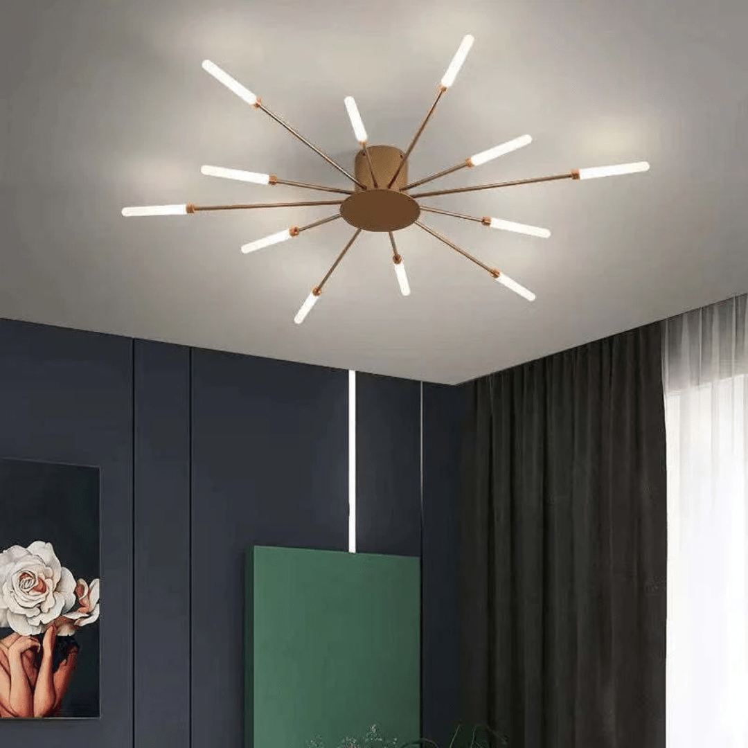 Modern Large LED Ceiling Lamp – Dimmable Flush Mount Ceiling Light with 12 to 42 Light Elements, Gold or Black – LumenMax - Nalani - Fashion Clothing and Decor