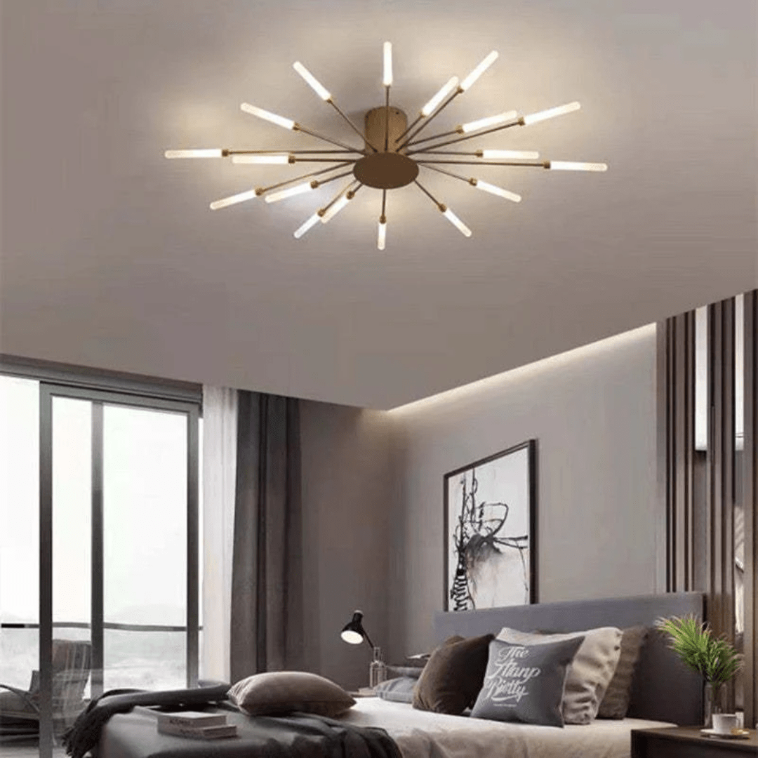 Modern Large LED Ceiling Lamp – Dimmable Flush Mount Ceiling Light with 12 to 42 Light Elements, Gold or Black – LumenMax - Nalani - Fashion Clothing and Decor