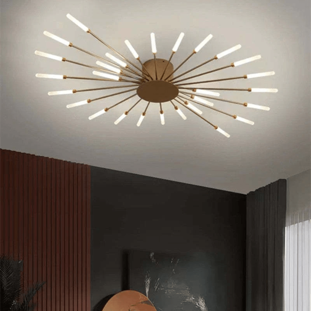 Modern Large LED Ceiling Lamp – Dimmable Flush Mount Ceiling Light with 12 to 42 Light Elements, Gold or Black – LumenMax - Nalani - Fashion Clothing and Decor