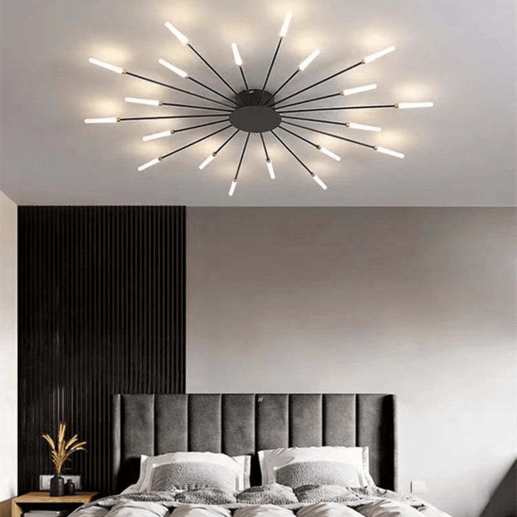 Modern Large LED Ceiling Lamp – Dimmable Flush Mount Ceiling Light with 12 to 42 Light Elements, Gold or Black – LumenMax - Nalani - Fashion Clothing and Decor