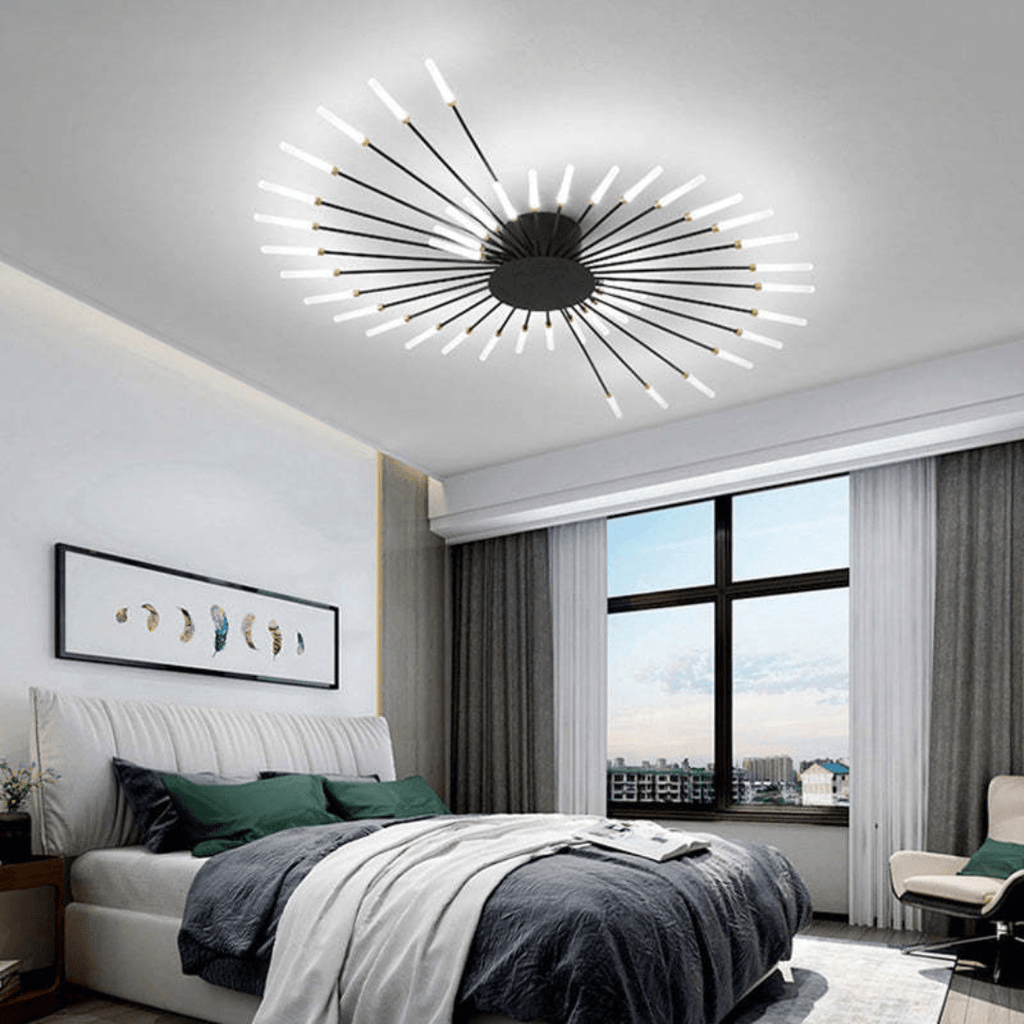 Modern Large LED Ceiling Lamp – Dimmable Flush Mount Ceiling Light with 12 to 42 Light Elements, Gold or Black – LumenMax - Nalani - Fashion Clothing and Decor