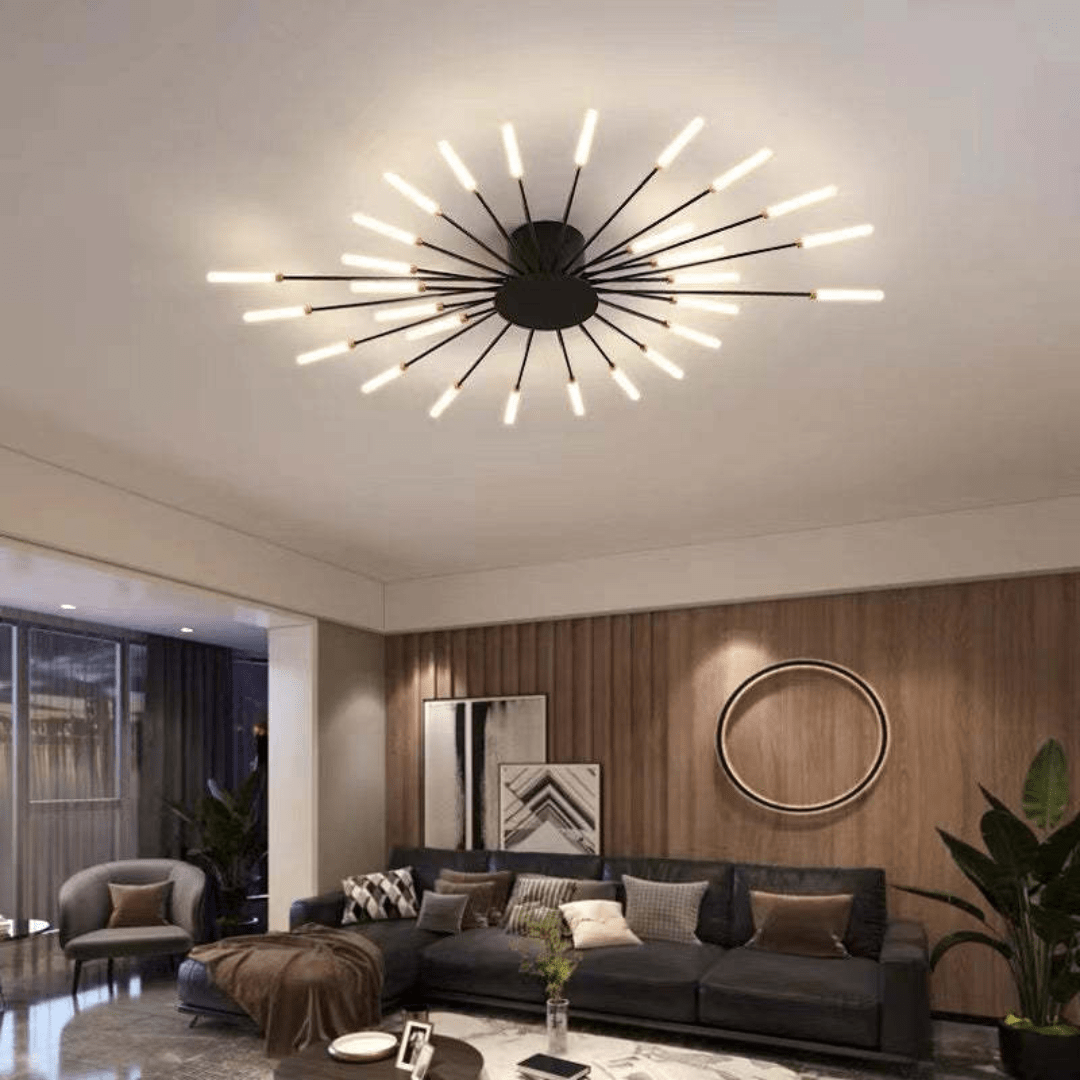 Modern Large LED Ceiling Lamp – Dimmable Flush Mount Ceiling Light with 12 to 42 Light Elements, Gold or Black – LumenMax - Nalani - Fashion Clothing and Decor
