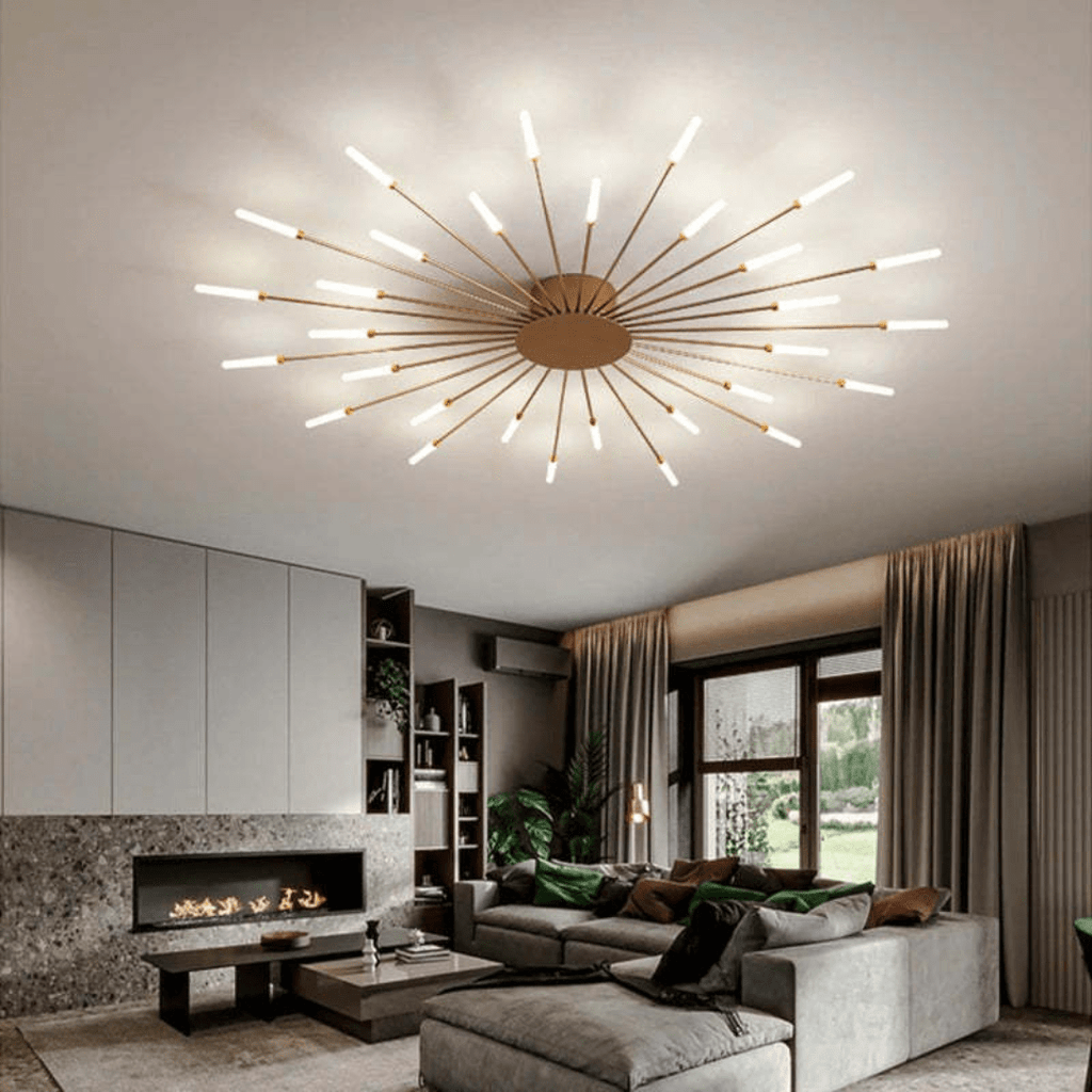 Modern Large LED Ceiling Lamp – Dimmable Flush Mount Ceiling Light with 12 to 42 Light Elements, Gold or Black – LumenMax - Nalani - Fashion Clothing and Decor