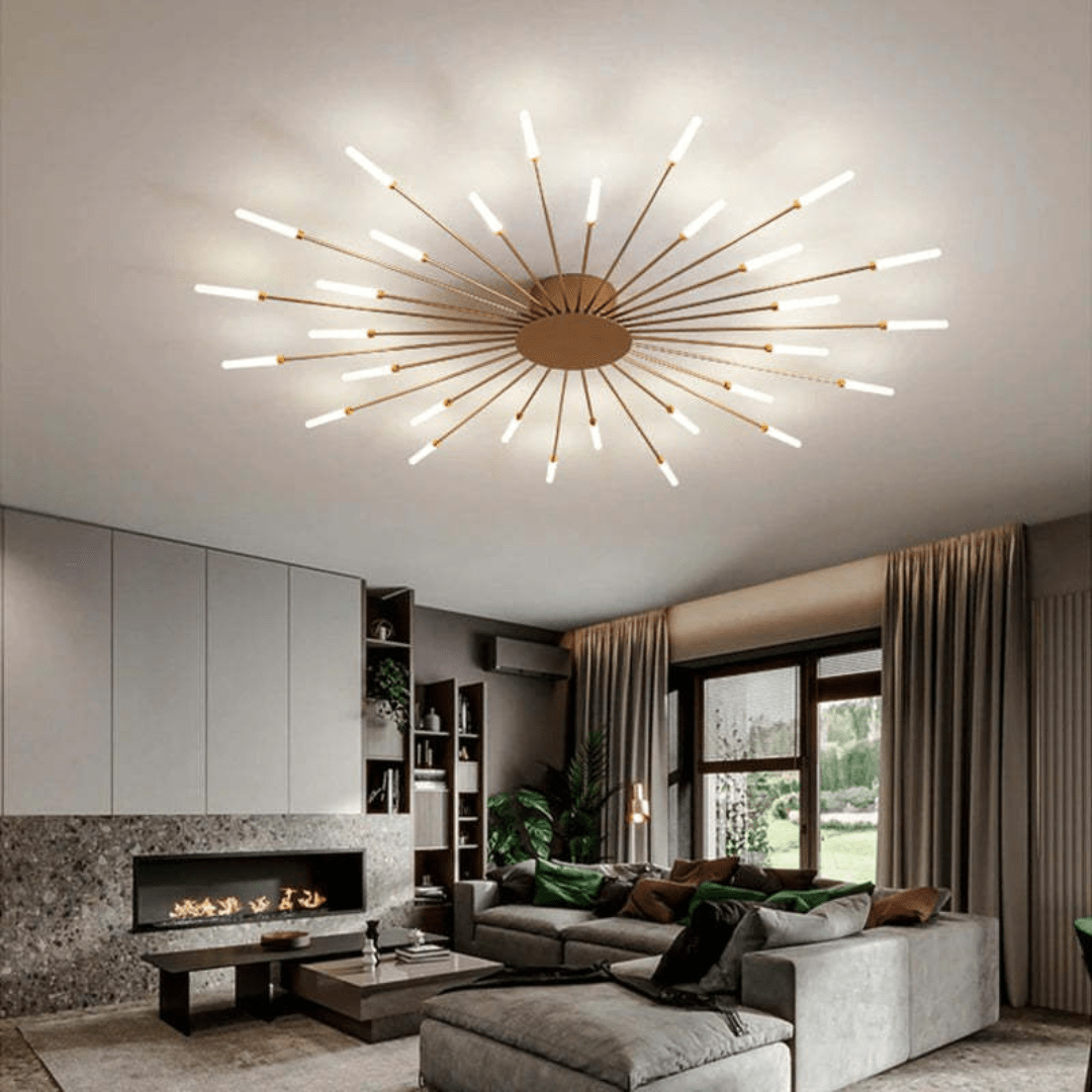 Modern Large LED Ceiling Lamp – Dimmable Flush Mount Ceiling Light with 12 to 42 Light Elements, Gold or Black – LumenMax - Nalani - Fashion Clothing and Decor