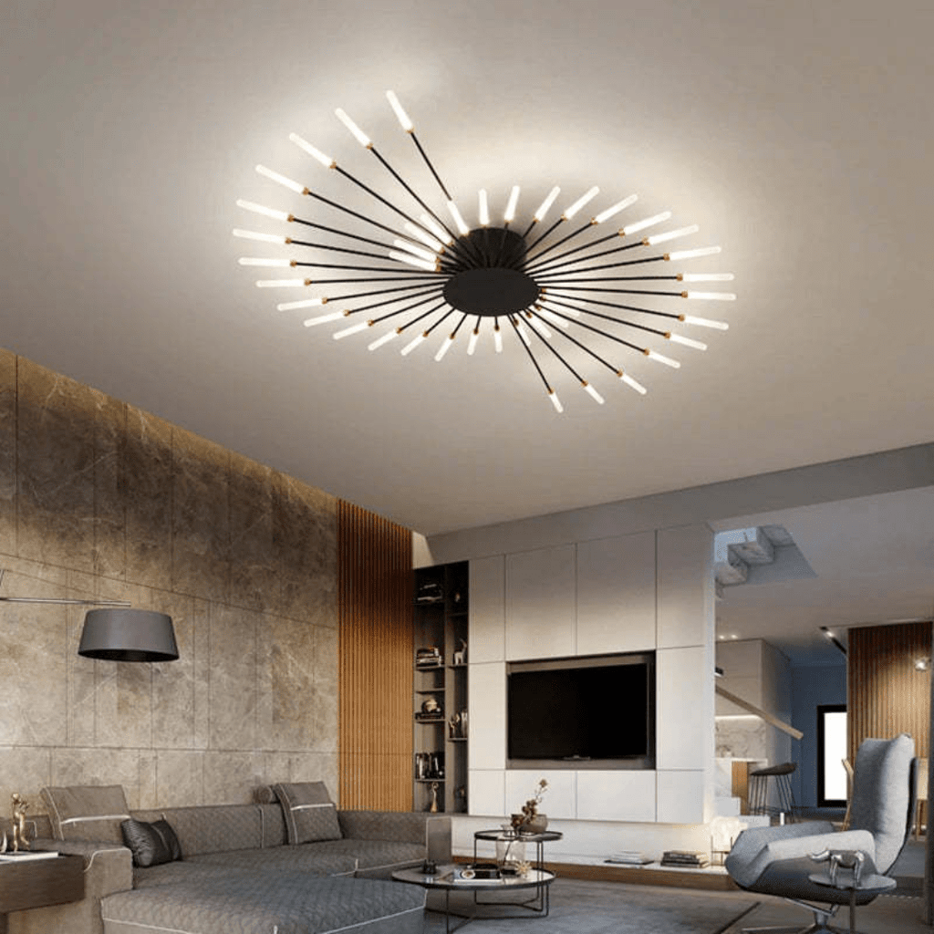 Modern Large LED Ceiling Lamp – Dimmable Flush Mount Ceiling Light with 12 to 42 Light Elements, Gold or Black – LumenMax - Nalani - Fashion Clothing and Decor
